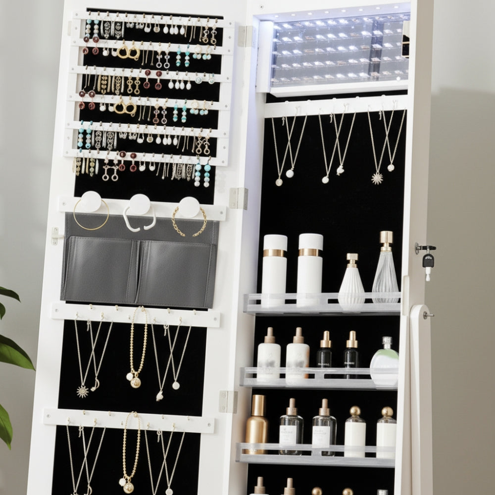 Armoire à Bijoux LED avec Miroir et Tiroirs