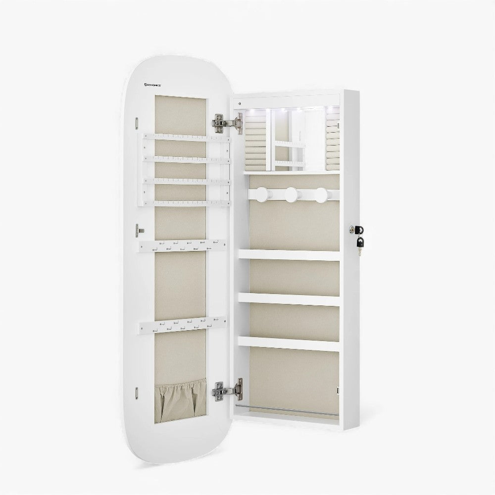 Armoire à Bijoux Mural LED avec Miroir