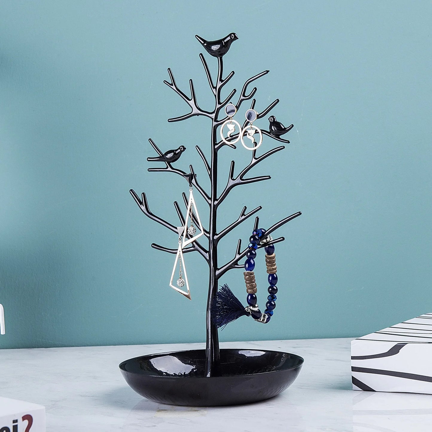Arbre à Bijoux Métal Oiseaux - Rangement Élégant