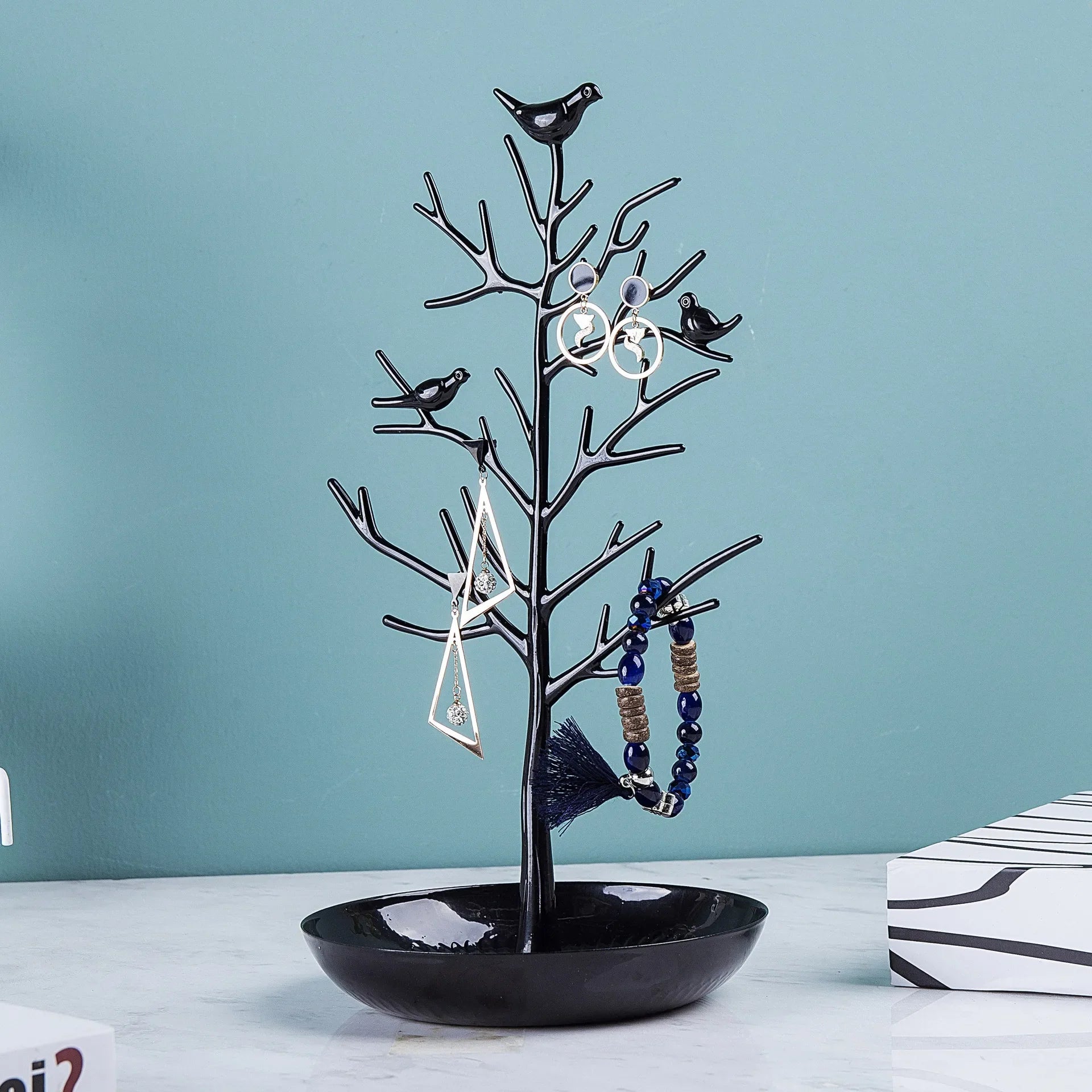 Arbre à Bijoux Métal Oiseaux - Rangement Élégant