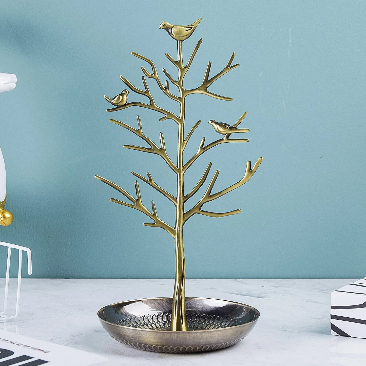 Arbre à Bijoux Métal Oiseaux - Rangement Élégant