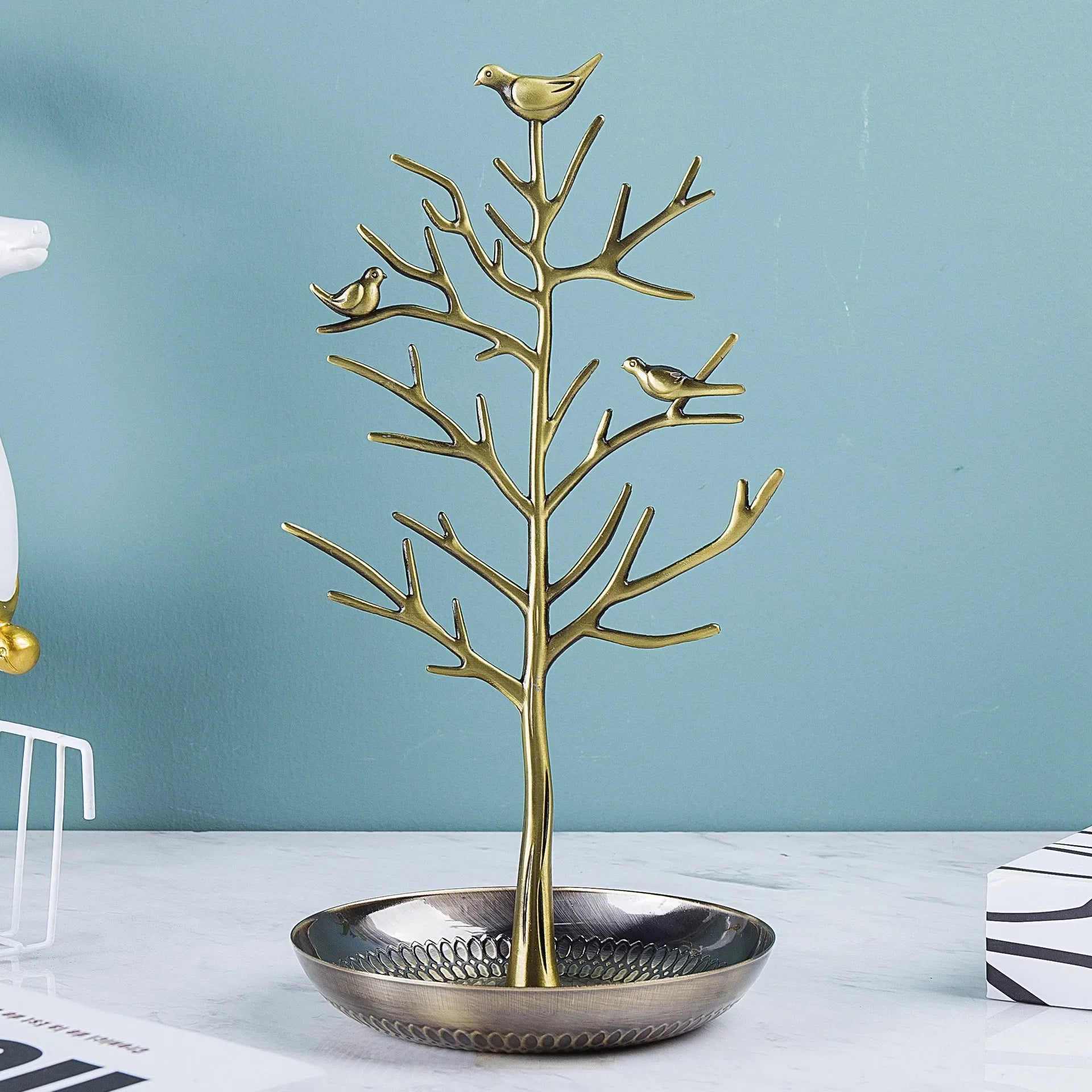 Arbre à Bijoux Métal Oiseaux - Rangement Élégant