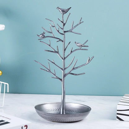 Arbre à Bijoux Métal Oiseaux - Rangement Élégant