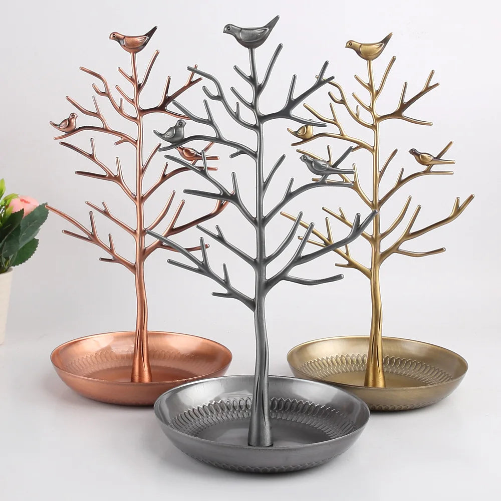 Arbre à Bijoux Métal Oiseaux - Rangement Élégant