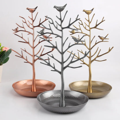 Arbre à Bijoux Métal Oiseaux - Rangement Élégant