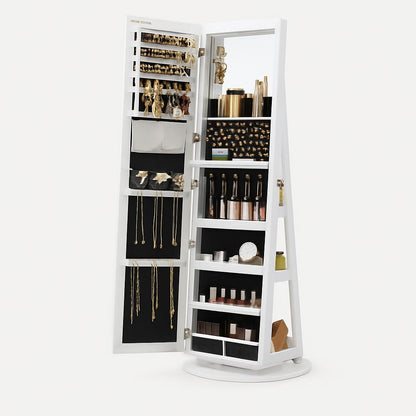 Armoire à Bijoux Rotative avec Miroir LED
