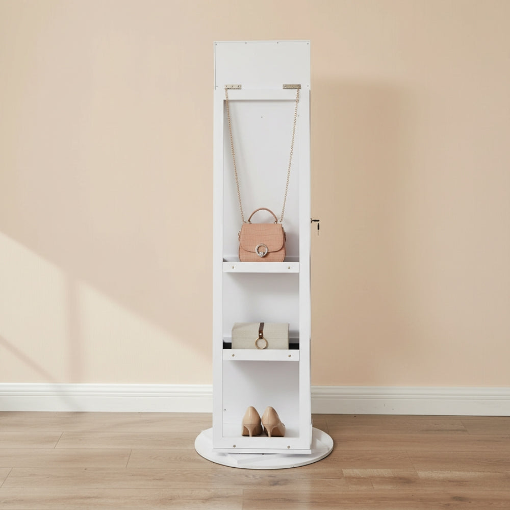 Armoire à Bijoux Rotative avec Miroir LED