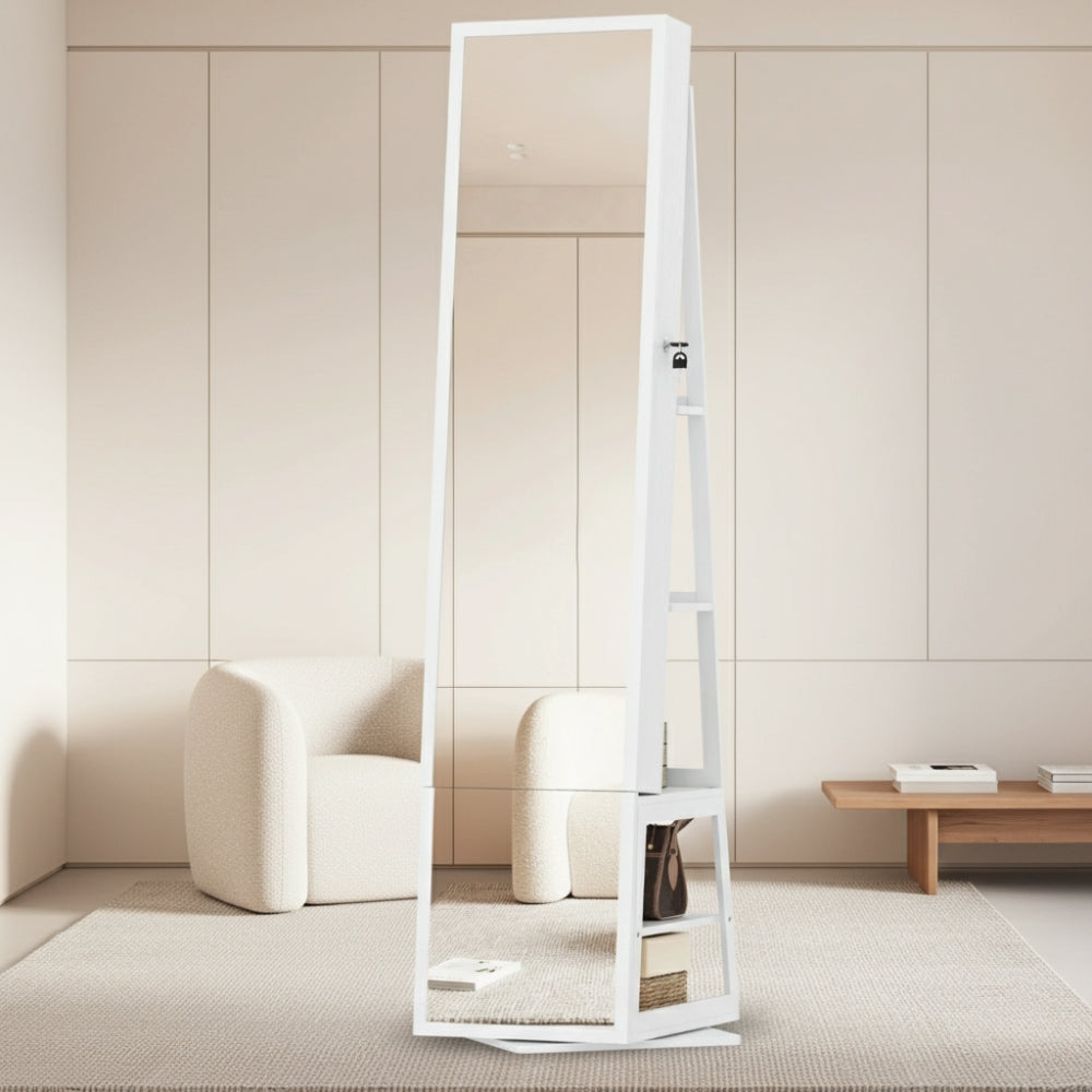 Armoire Bijoux Miroir LED Rotatif