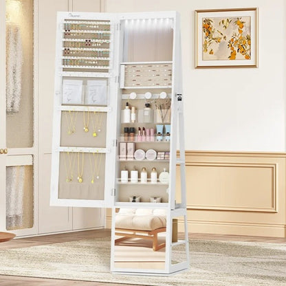 Armoire Bijoux Miroir LED Rotatif