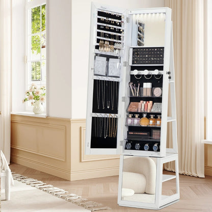 Armoire Bijoux Miroir LED Rotatif