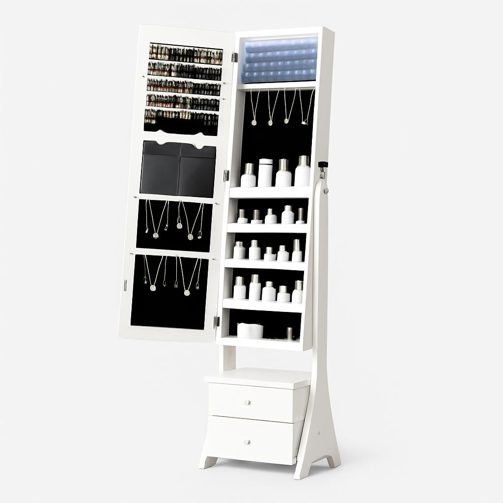 Armoire à Bijoux LED avec Miroir et Tiroirs