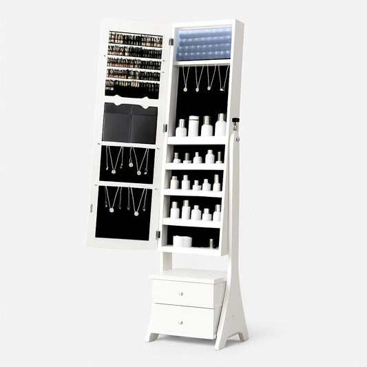 Armoire à Bijoux LED avec Miroir et Tiroirs