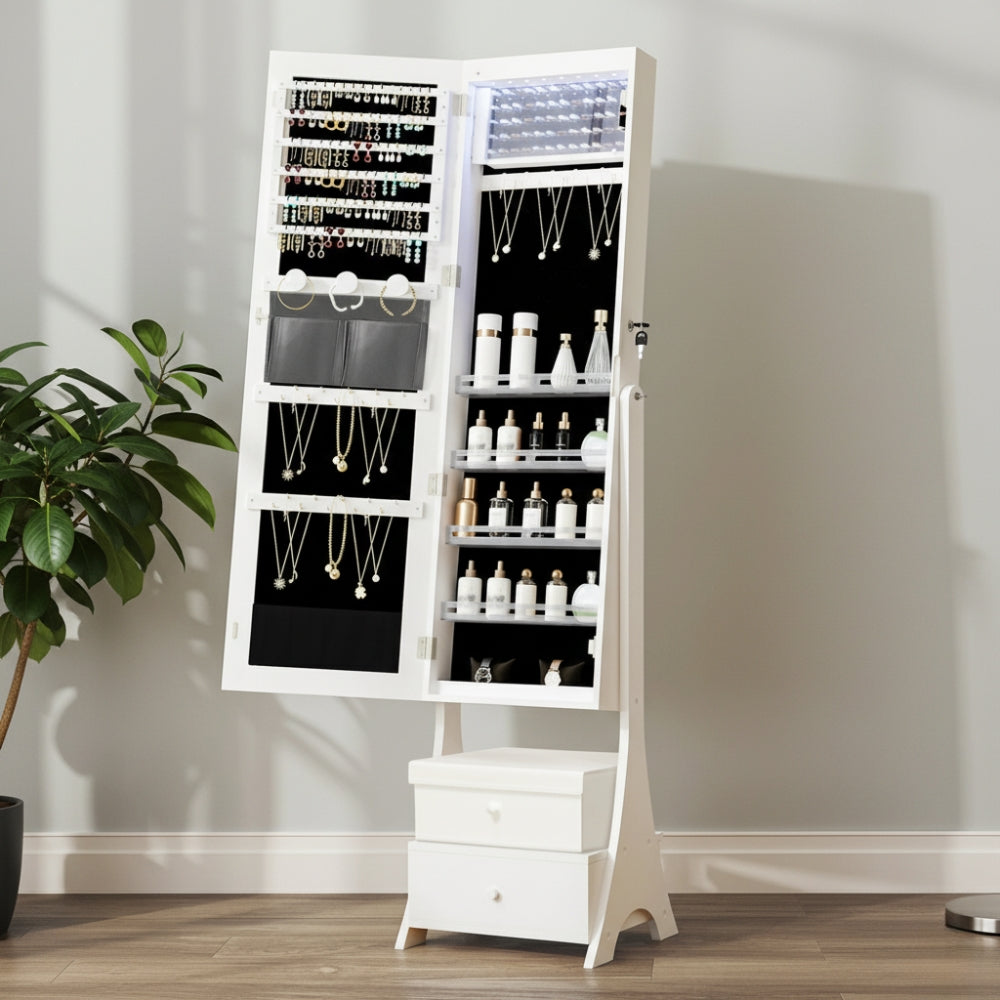 Armoire à Bijoux LED avec Miroir et Tiroirs