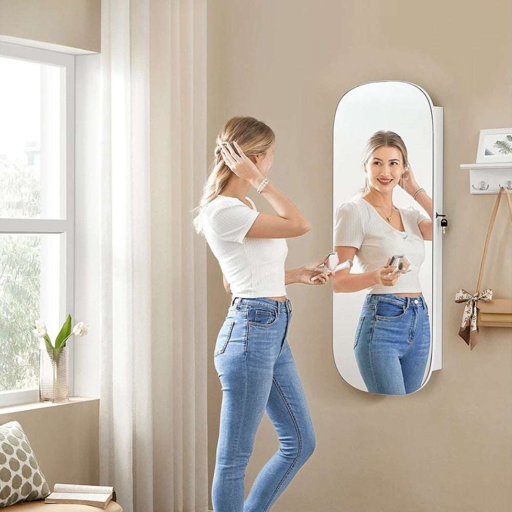 Armoire à Bijoux Mural LED avec Miroir