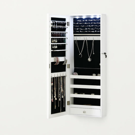 Armoire à Bijoux Mural LED avec Miroir