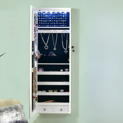 Armoire à Bijoux Mural LED avec Miroir