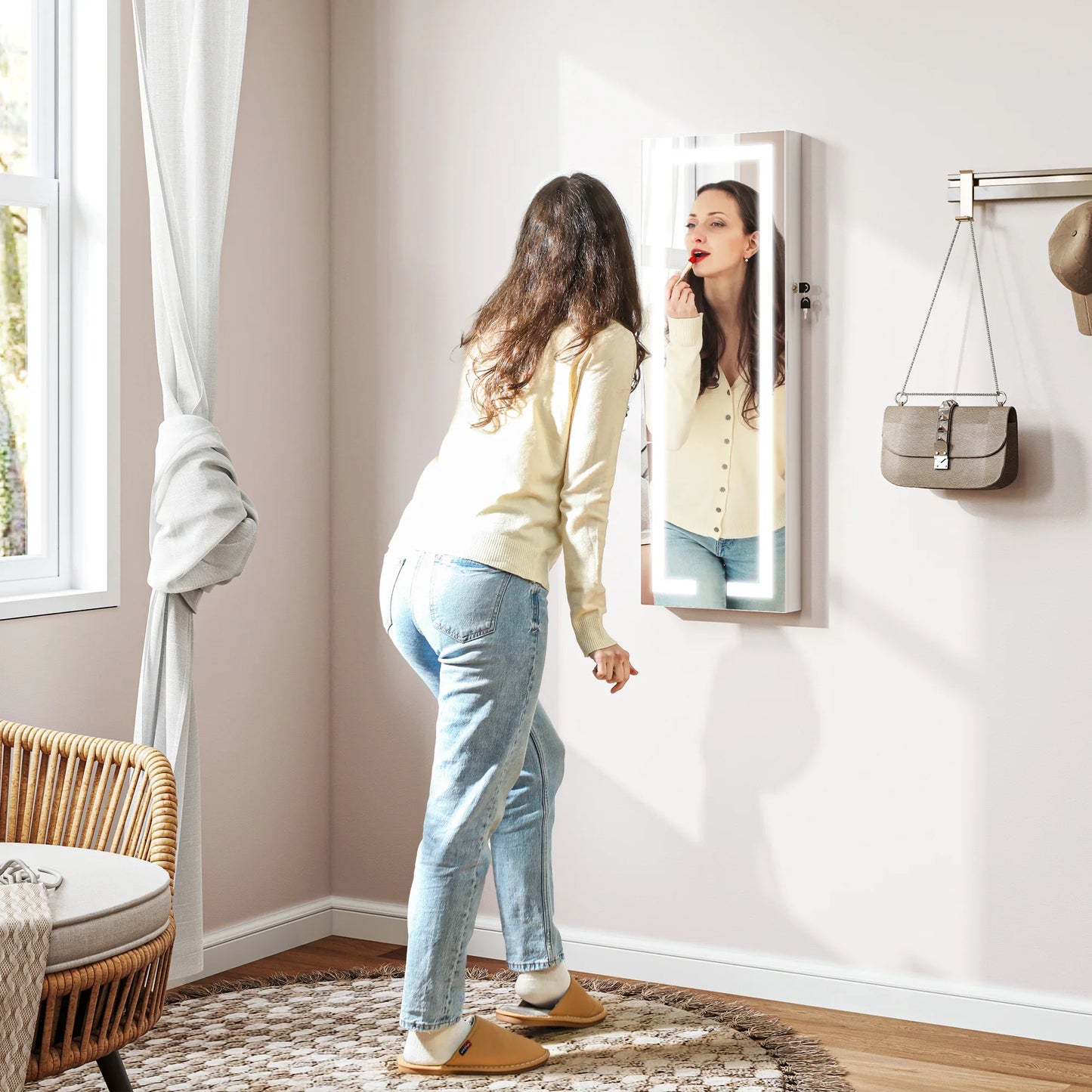 Armoire Bijoux Murale LED avec Miroir