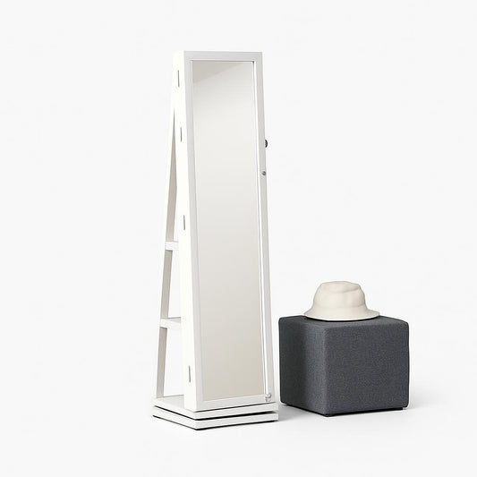 Armoire à Bijoux avec Miroir Rotatif 360°