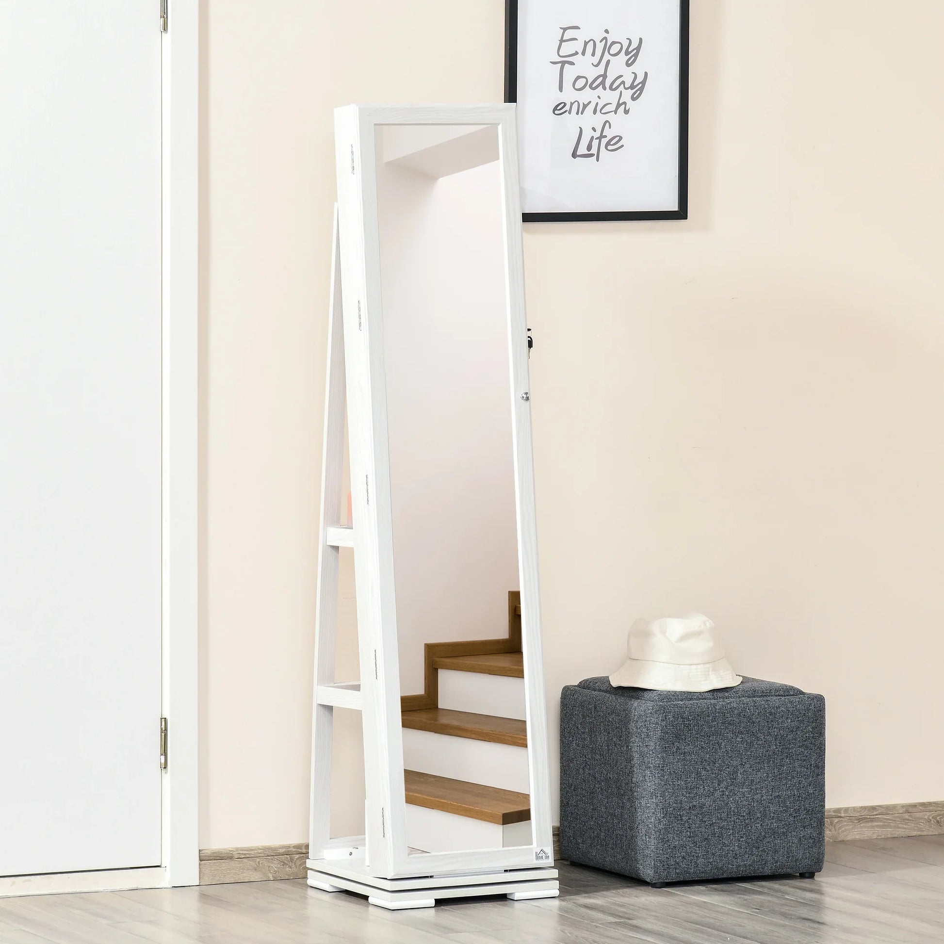 Armoire à Bijoux avec Miroir Rotatif 360°