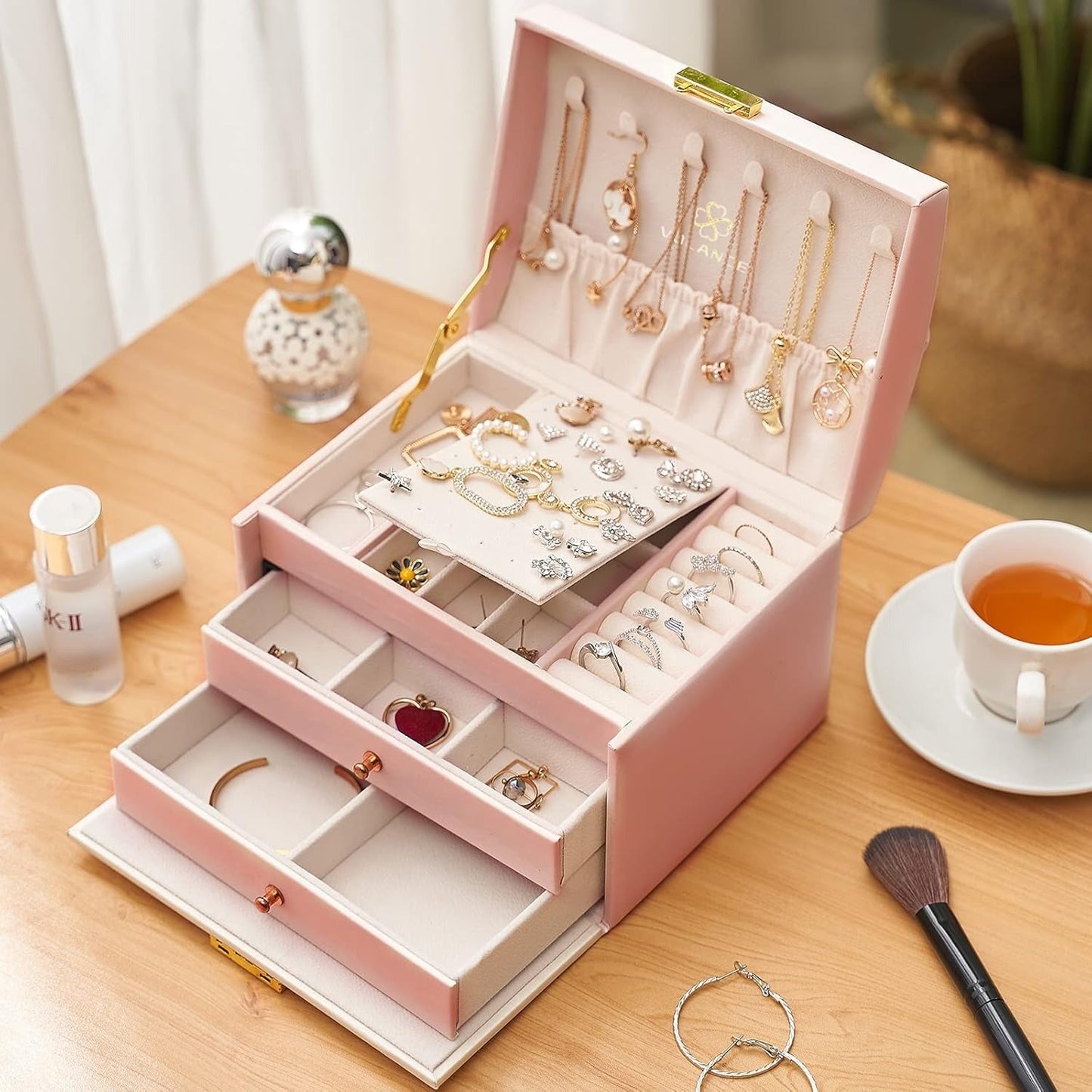 Boîte à Bijoux Sécurisée 3 Tiroirs