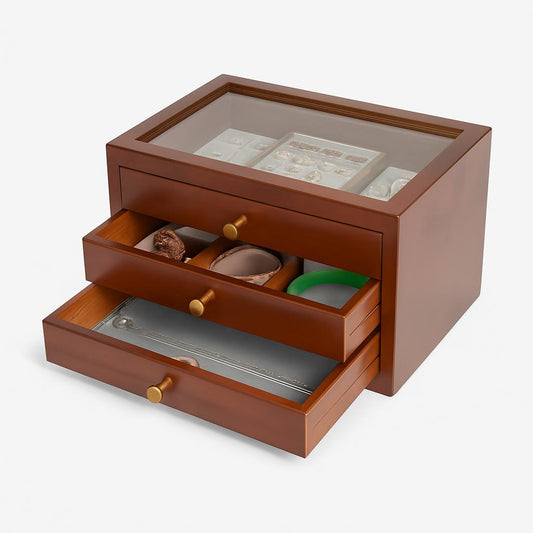 Boîte à Bijoux Bois 3 Tiroirs - Rangement Élégant