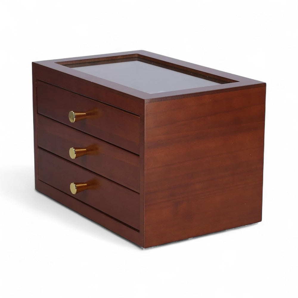 Boîte à Bijoux Bois 3 Tiroirs - Rangement Élégant