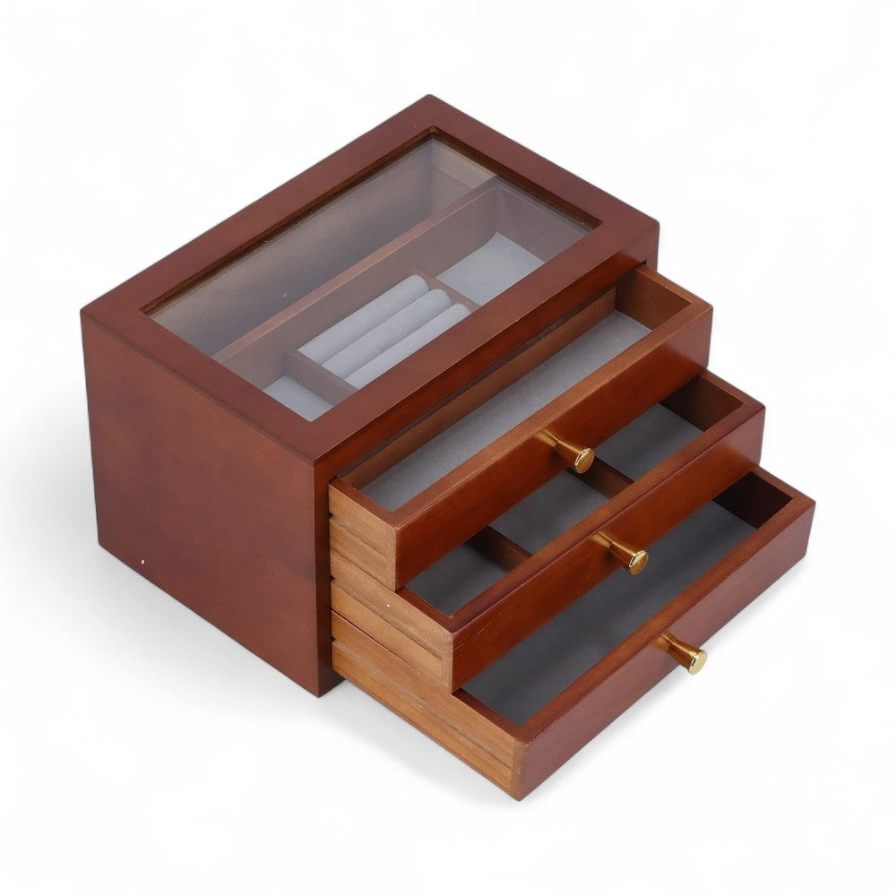 Boîte à Bijoux Bois 3 Tiroirs - Rangement Élégant