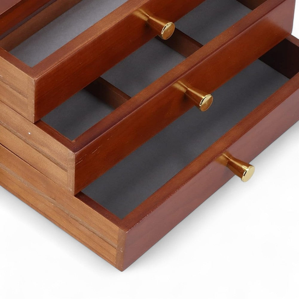 Boîte à Bijoux Bois 3 Tiroirs - Rangement Élégant
