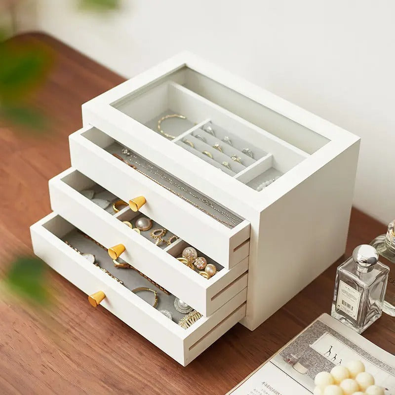 Boîte à Bijoux Bois 3 Tiroirs - Rangement Élégant