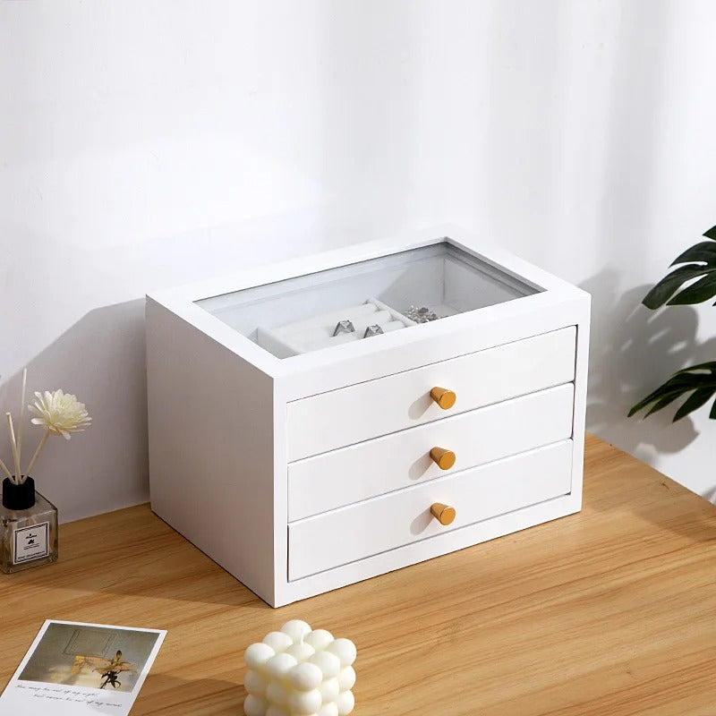 Boîte à Bijoux Bois 3 Tiroirs - Rangement Élégant