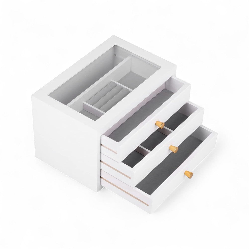 Boîte à Bijoux Bois 3 Tiroirs - Rangement Élégant