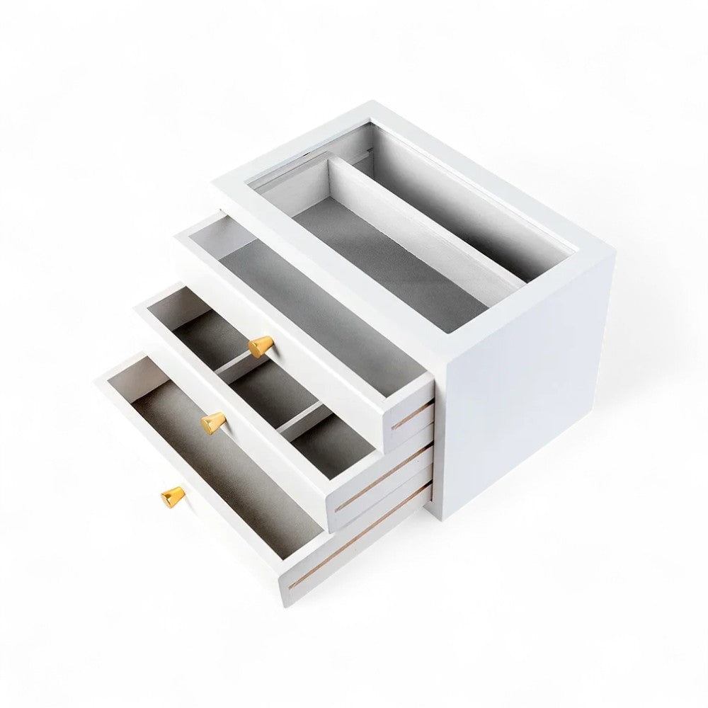 Boîte à Bijoux Bois 3 Tiroirs - Rangement Élégant