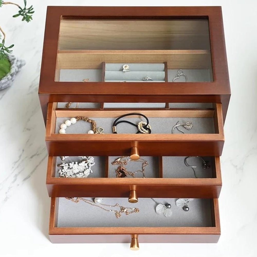 Boîte à Bijoux Bois 3 Tiroirs - Rangement Élégant