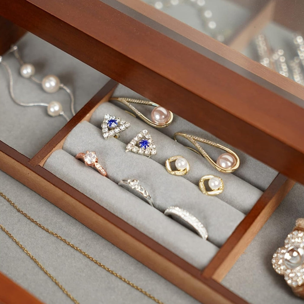 Boîte à Bijoux Bois 3 Tiroirs - Rangement Élégant