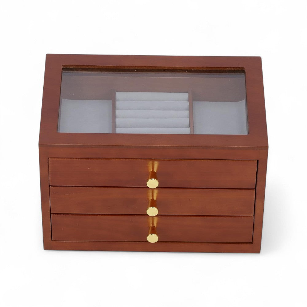 Boîte à Bijoux Bois 3 Tiroirs - Rangement Élégant