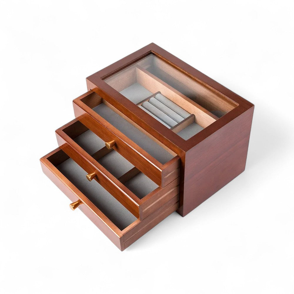 Boîte à Bijoux Bois 3 Tiroirs - Rangement Élégant