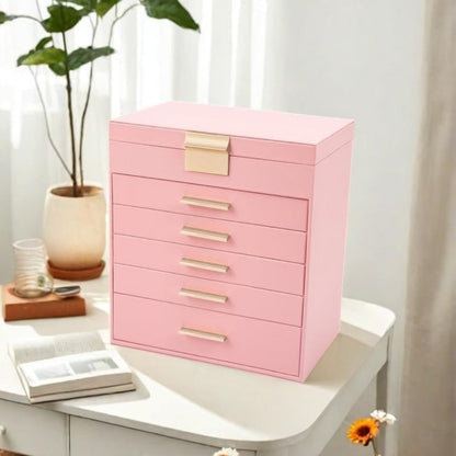 Boîte à Bijoux 5 Tiroirs et Miroir Pratique