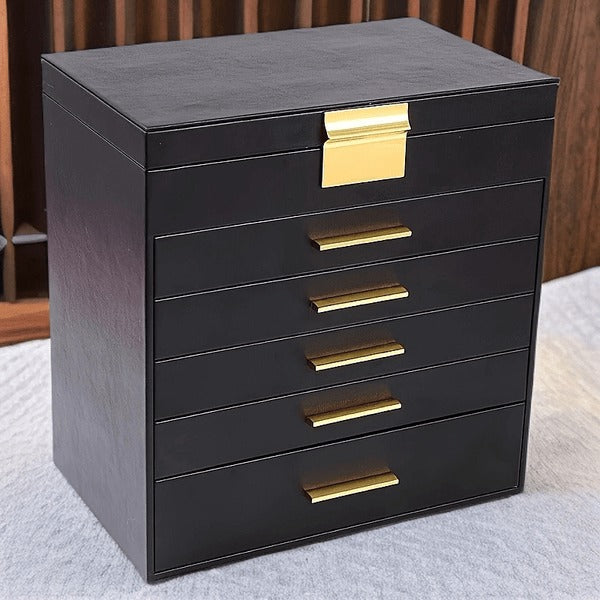 Boîte à Bijoux 5 Tiroirs et Miroir Pratique
