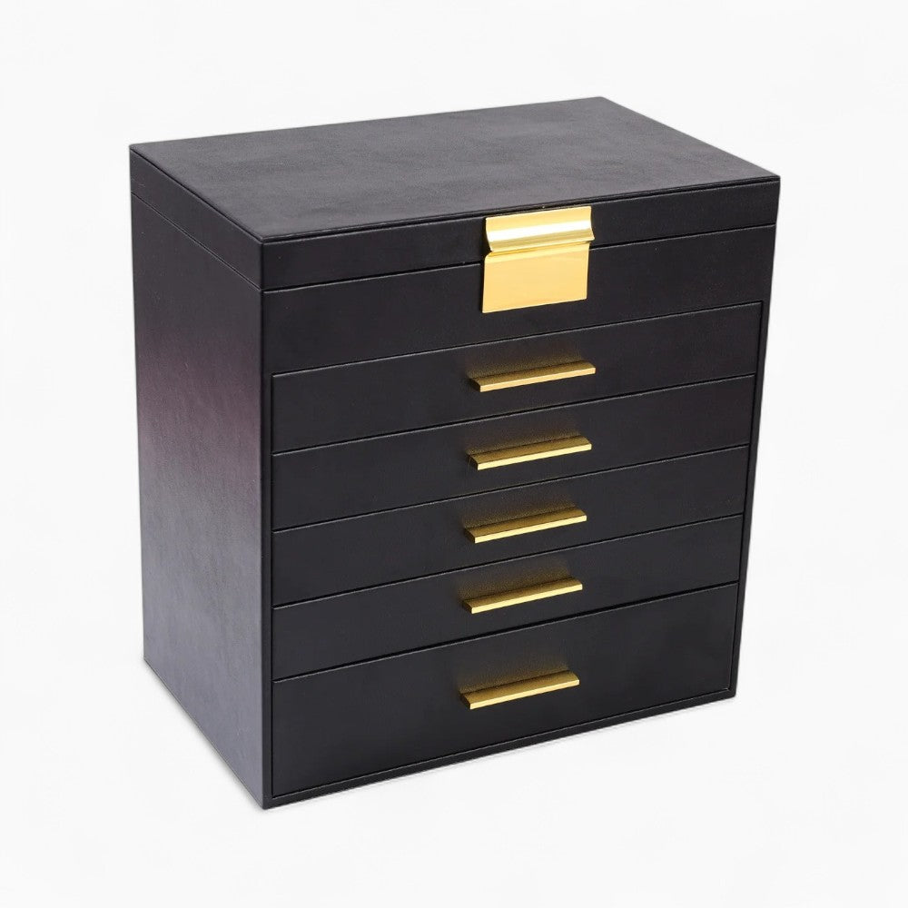 Boîte à Bijoux 5 Tiroirs et Miroir Pratique