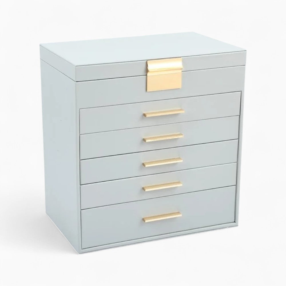 Boîte à Bijoux 5 Tiroirs et Miroir Pratique