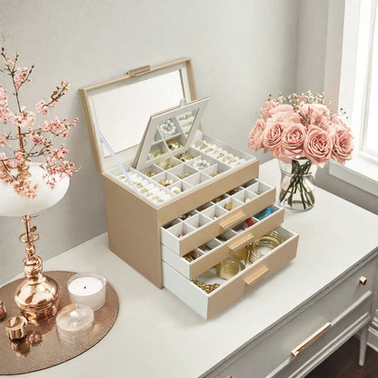 Boîte à Bijoux Moderne avec Miroir et Rangement