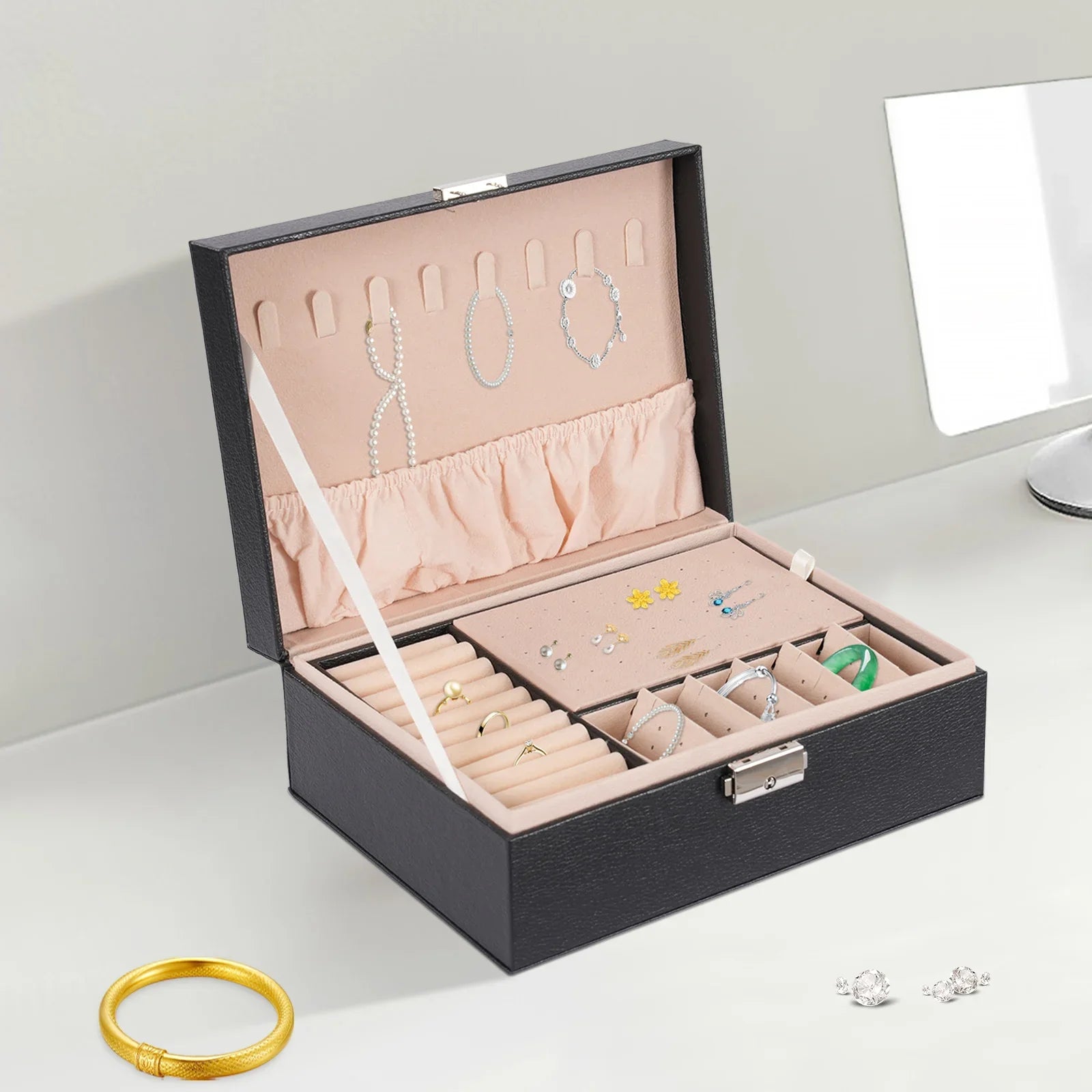 Boîte à Bijoux en Cuir pour Rangement