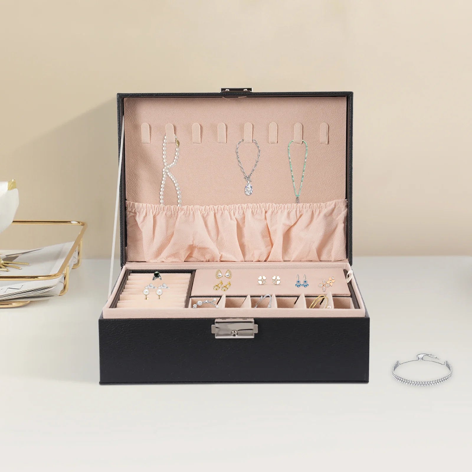 Boîte à Bijoux en Cuir pour Rangement