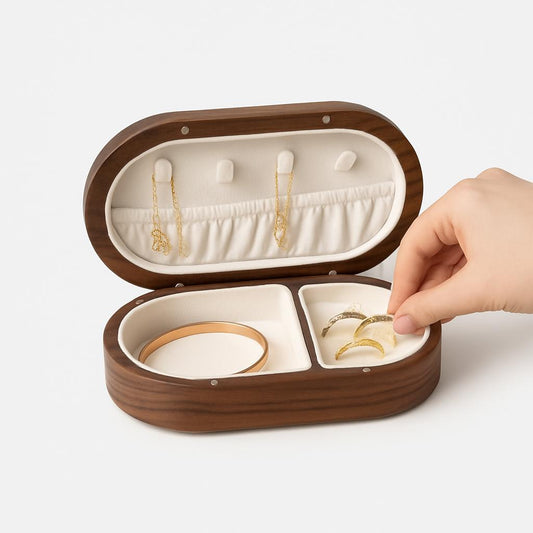 Boîte à Bijoux Voyage Bois - Compacte et Élégante