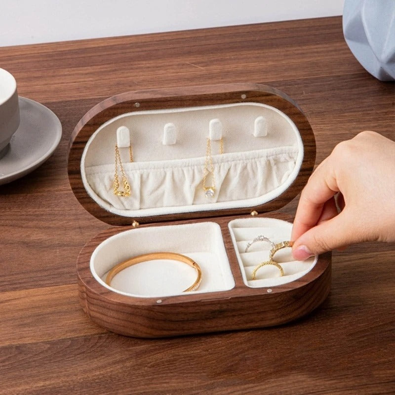 Boîte à Bijoux Voyage Bois - Compacte et Élégante