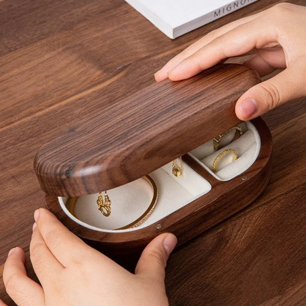 Boîte à Bijoux Voyage Bois - Compacte et Élégante