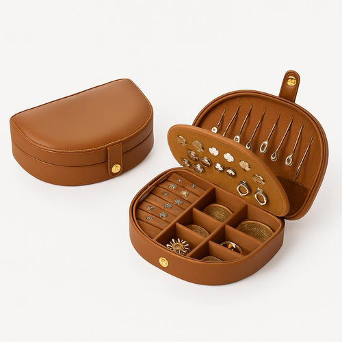 Boîte à Bijoux Voyage Cuir - Rangement Bagues Compact