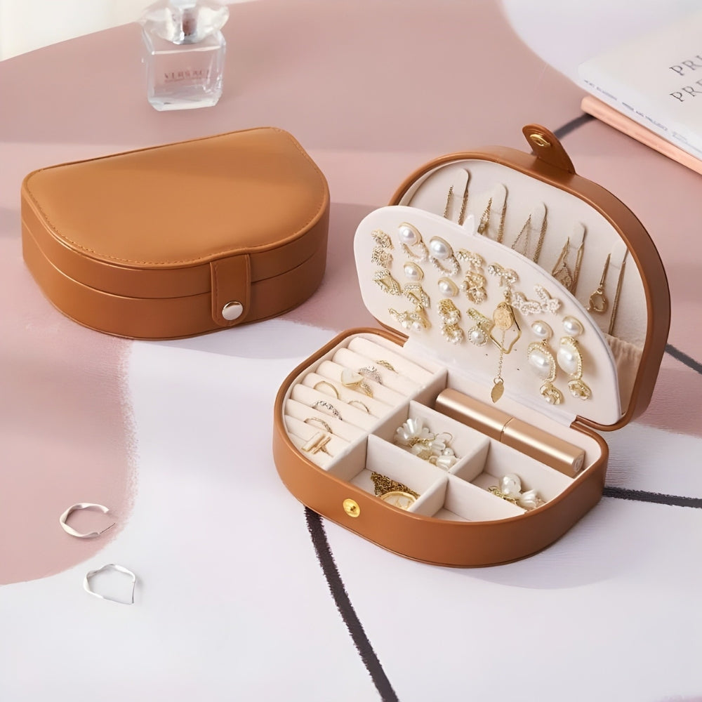 Boîte à Bijoux Voyage Cuir - Rangement Bagues Compact