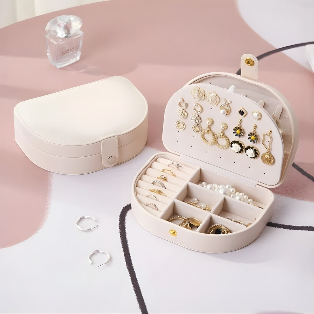 Boîte à Bijoux Voyage Cuir - Rangement Bagues Compact