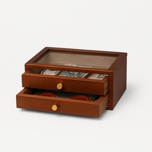 Boîte à Bijoux 2 Tiroirs en Bois - Rangement Élégant